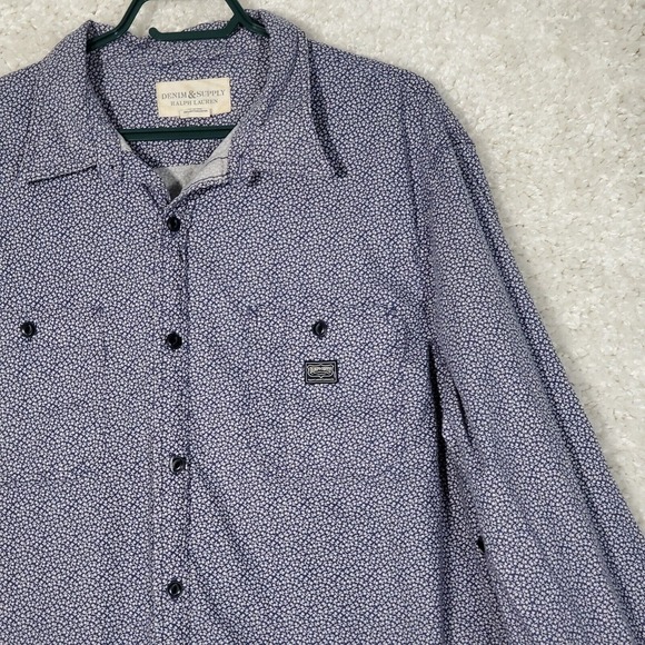 Denim Supply Ralph Lauren Men Ditsy Floral Button Up Shirt Size XXL Casual Retro - Picture 2 of 12